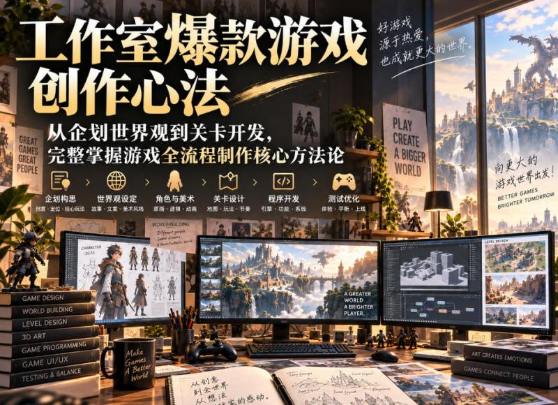 工作室爆款游戏创作心法｜从企划世界观到关卡开发，完整掌握游戏全流程制作核心方法论