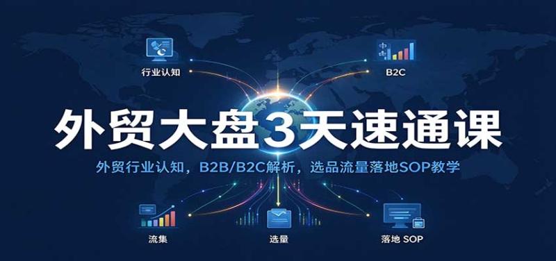 外贸大盘3天速通课:外贸行业认知,B2B/B2C解析,选品流量落地SOP教学