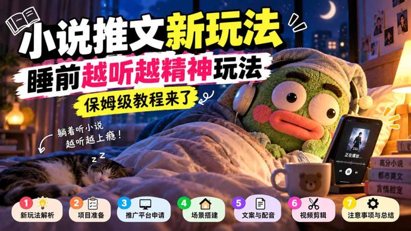 （20947期）小说推文新玩法，睡前越听越精神玩法，保姆级教程来了