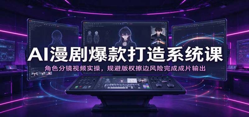 AI漫剧爆款打造系统课：角色分镜视频实操，规避版权擦边风险完成成片输出