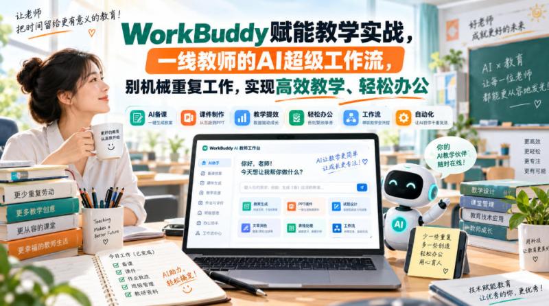 WorkBuddy赋能教学实战，一线教师的AI超级工作流，别机械重复工作，实现高效教学、轻松办公
