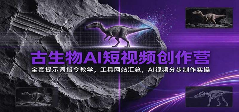 古生物AI短视频创作营：全套提示词指令教学，工具网站汇总，AI视频分步制作实操
