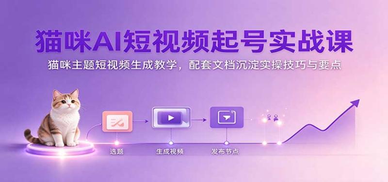 猫咪AI短视频起号实战课：猫咪主题短视频生成教学，配套文档沉淀实操技巧与要点