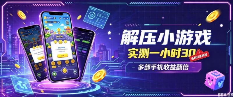 小游戏全流程玩法，实测一小时搞30，简单无脑解压，当天做当天就能看到进账，直接冲就行【揭秘】