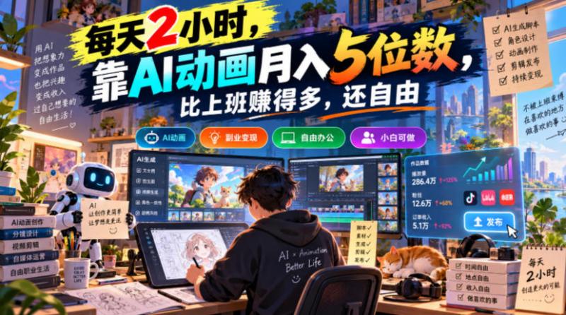 每天2小时，靠AI动画月入5位数，比上班賺得多，还自由