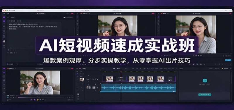 AI短视频速成实战班：爆款案例观摩、分步实操教学，从零掌握AI出片技巧
