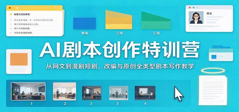 AI剧本创作特训营:从网文到漫剧短剧,改编与原创全类型剧本写作教学