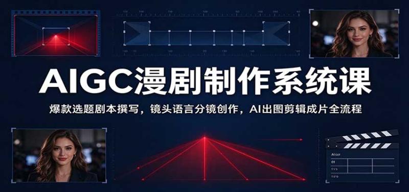 AIGC漫剧制作系统课:爆款选题剧本撰写,镜头语言分镜创作,AI出图剪辑成片全流程