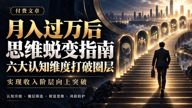 （21210期）付费文章：月入过万后思维蜕变指南，六大认知维度打破圈层，实现收入阶层向上突破