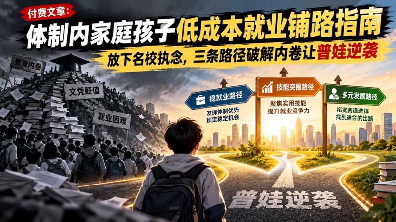 (21231期)付费文章:体制内家庭孩子低成本就业铺路指南,放下名校执念,三条路径破解内卷让普娃逆袭