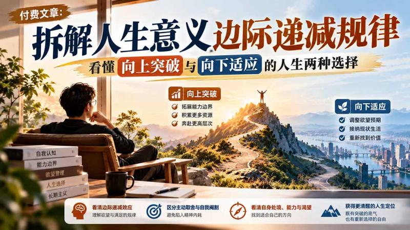 (21233期)付费文章:拆解人生意义边际递减规律,看懂向上突破与向下适应的人生两种选择