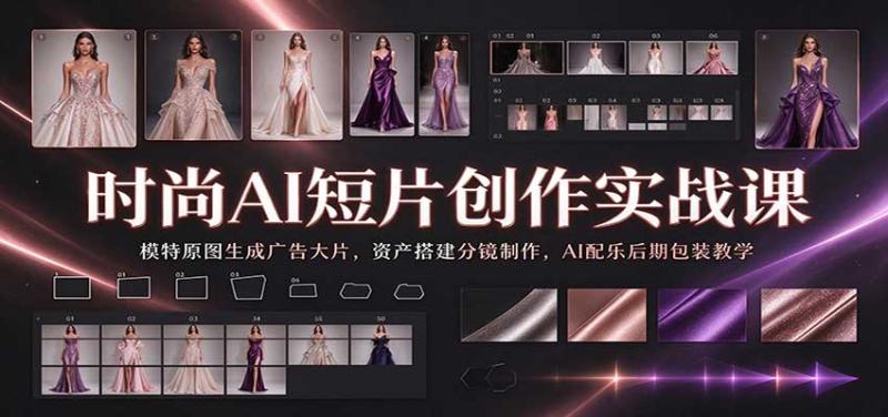 时尚AI短片创作实战课：模特原图生成广告大片，资产搭建分镜制作，AI配乐后期包装教学